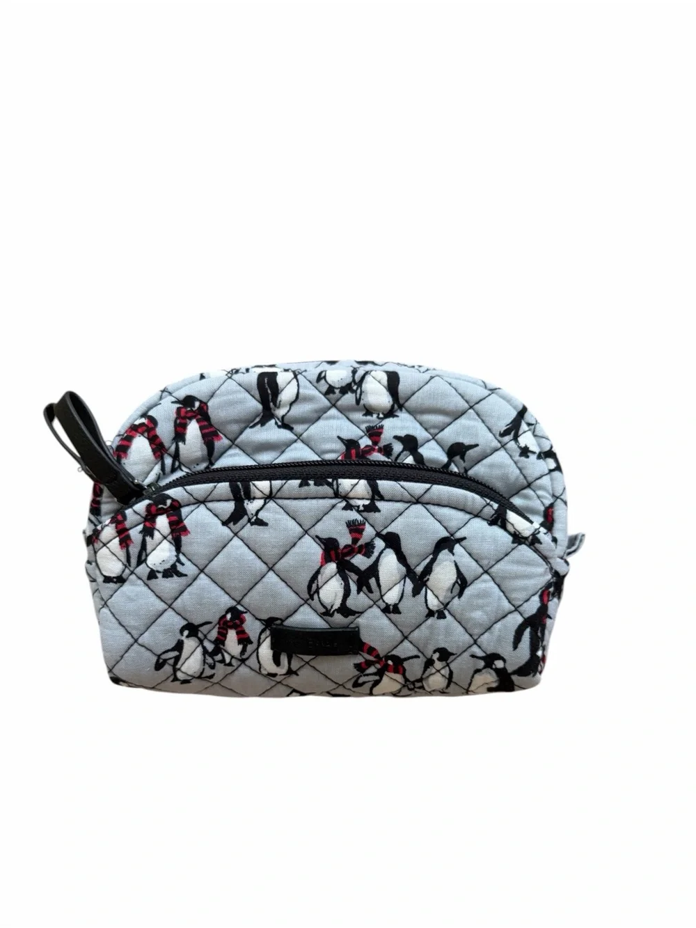 Vera Bradley Quilted Cosmetic Travel Pouch in playful penguins gray